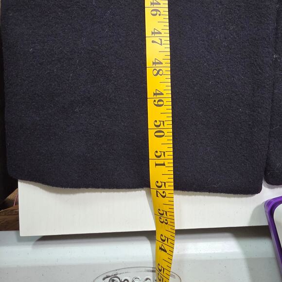 Hervé Benard 22W navy blue Wool Long Coat Women Plus Classic Winter Overcoat VTG - Picture 9 of 9